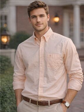 Duck Head Light Peach Button-Down Dress Shirt Men’s XL 17-17.5 34/35 Dadcore